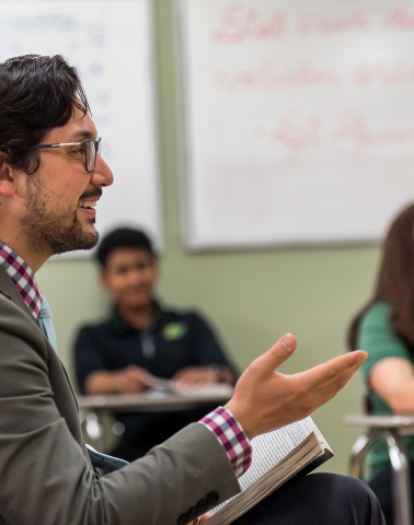 A teacher at Bishop Machebeuf high school