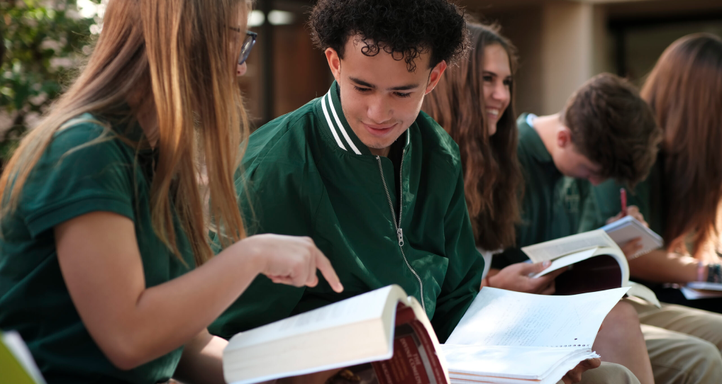 Boy and Girl studying in school